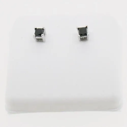 .50cttw Black Diamond Princess Cut Stud Earrings 10K White Gold