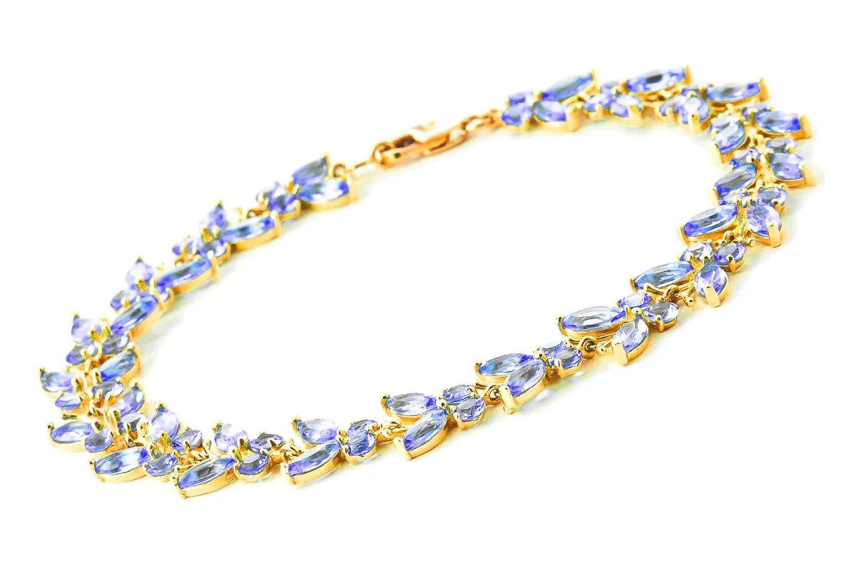 7.8 Carat 14K Solid Yellow Gold Butterfly Bracelet Tanzanite