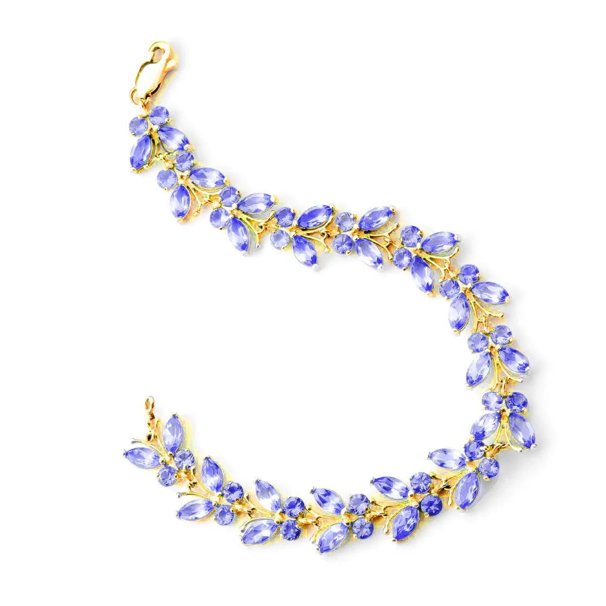 7.8 Carat 14K Solid Yellow Gold Butterfly Bracelet Tanzanite