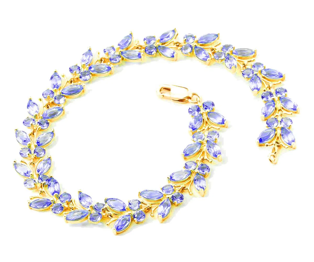 7.8 Carat 14K Solid Yellow Gold Butterfly Bracelet Tanzanite