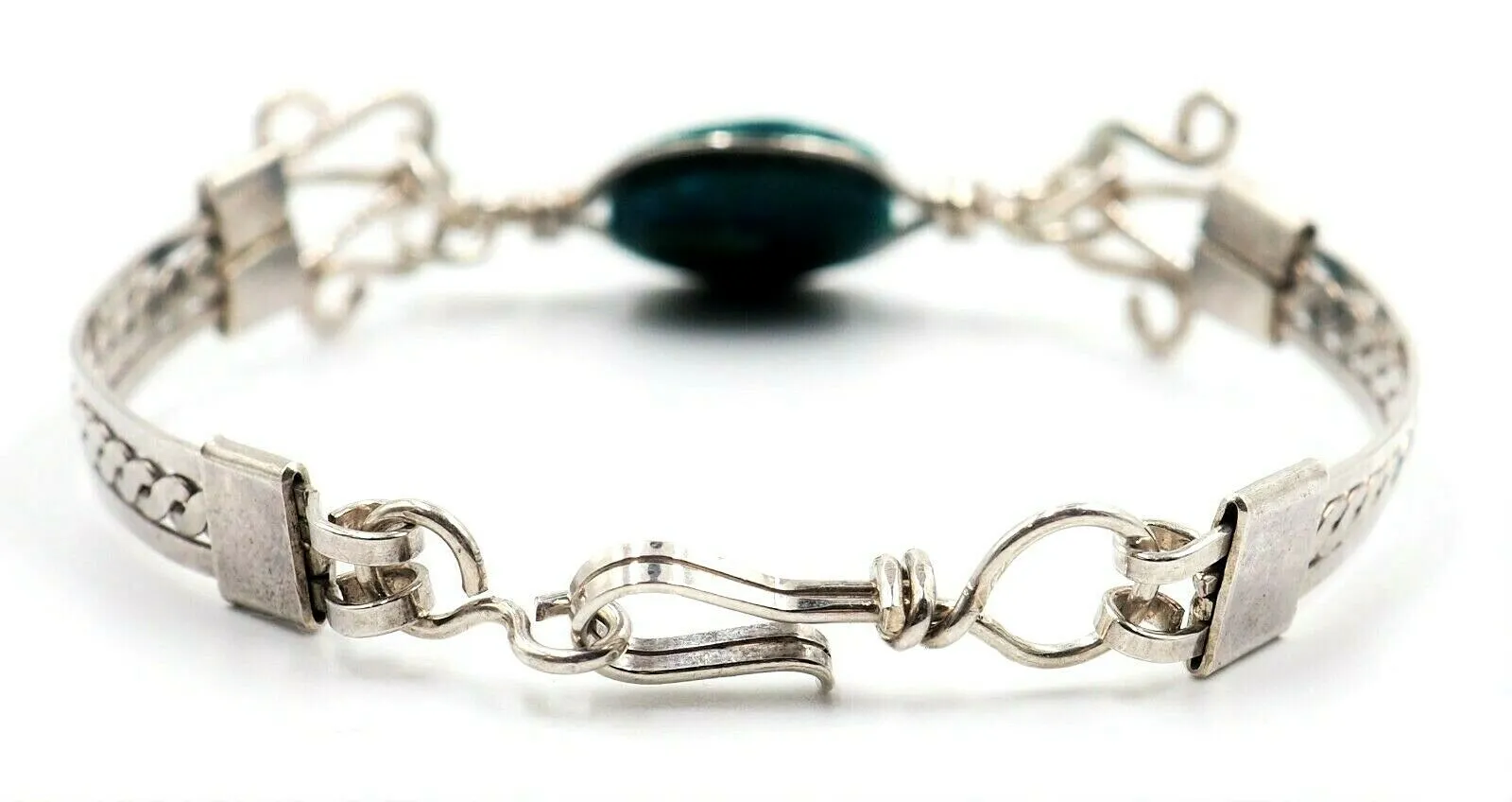 925 Sterling Silver Green Semi Precious Gemstone Bracelet