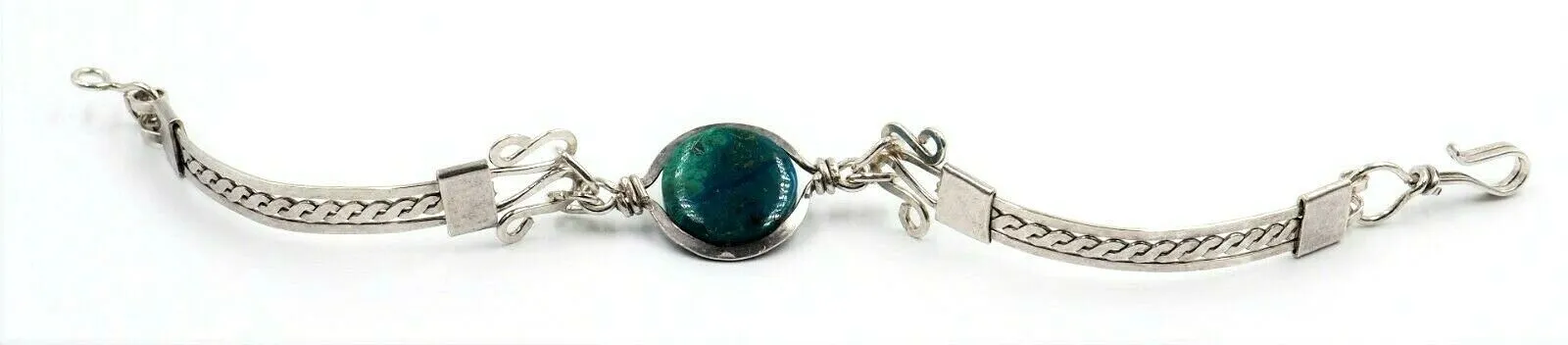 925 Sterling Silver Green Semi Precious Gemstone Bracelet