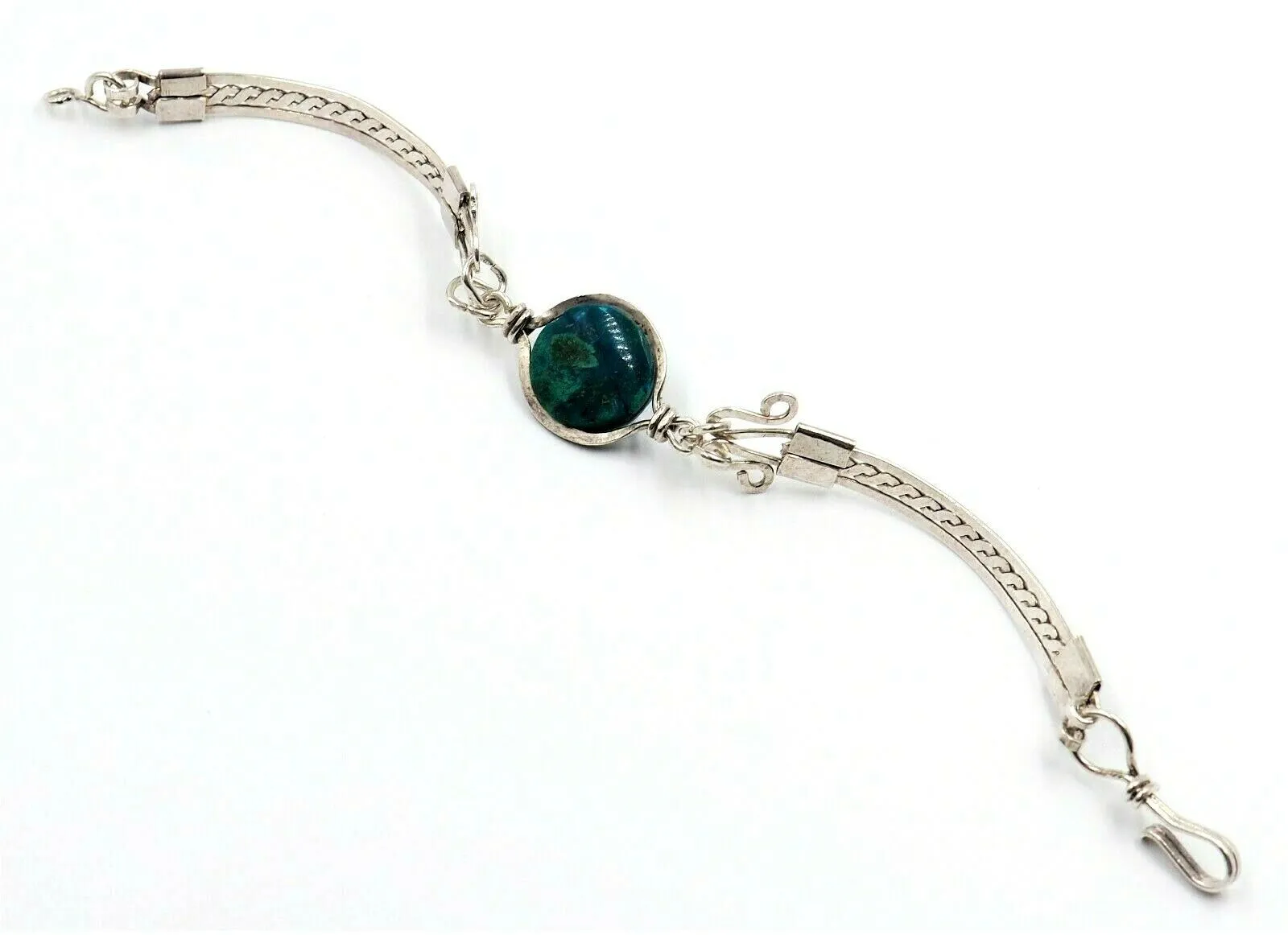 925 Sterling Silver Green Semi Precious Gemstone Bracelet