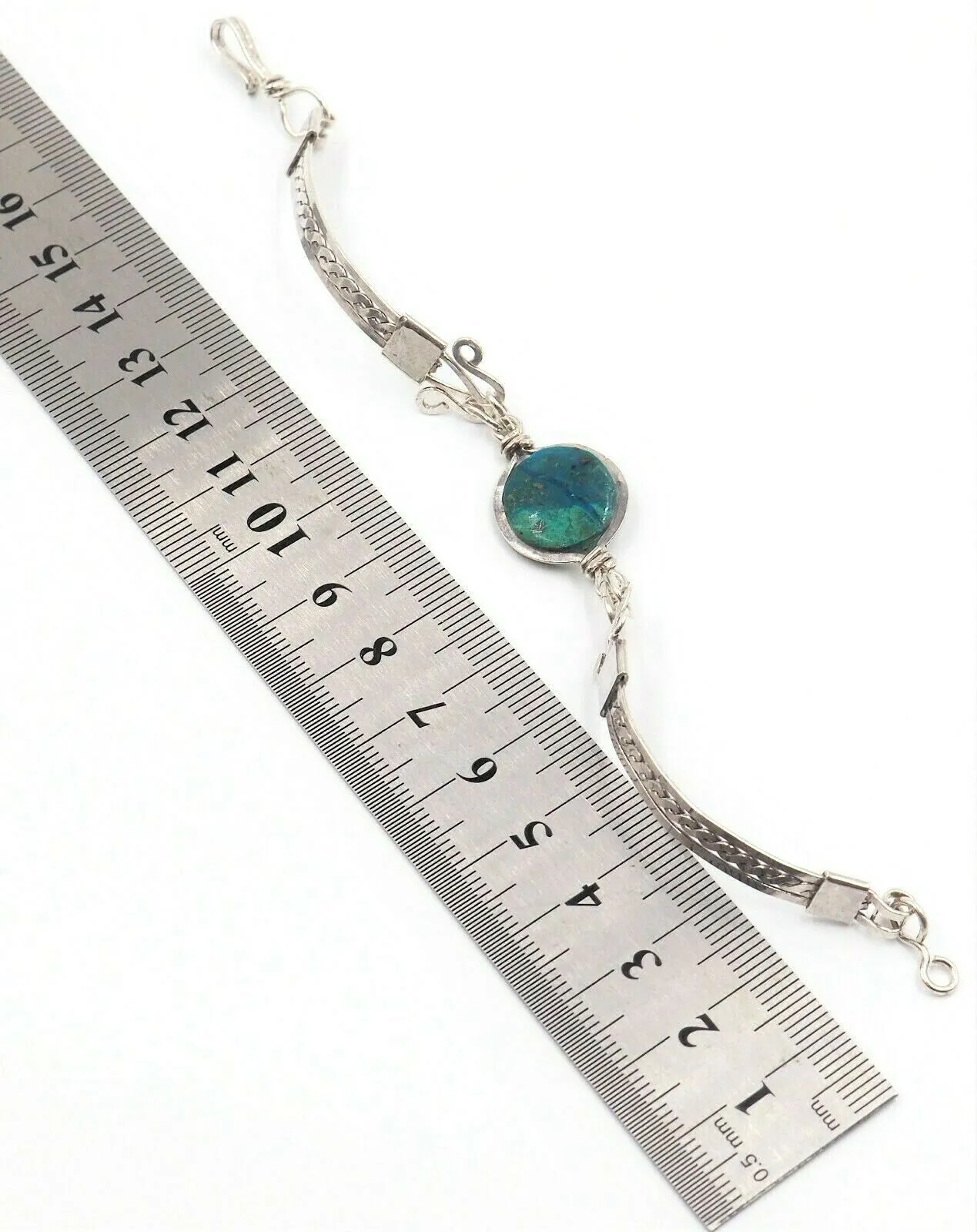 925 Sterling Silver Green Semi Precious Gemstone Bracelet