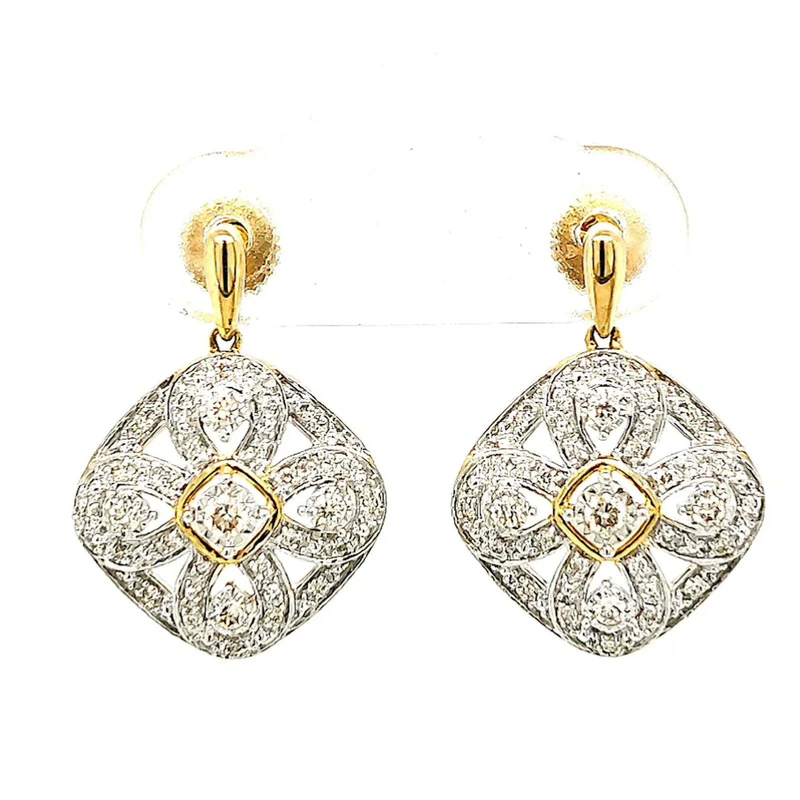 9ct Yellow Gold Round Brilliant Cut 0.30 CARAT tw of Diamonds Drop Earrings