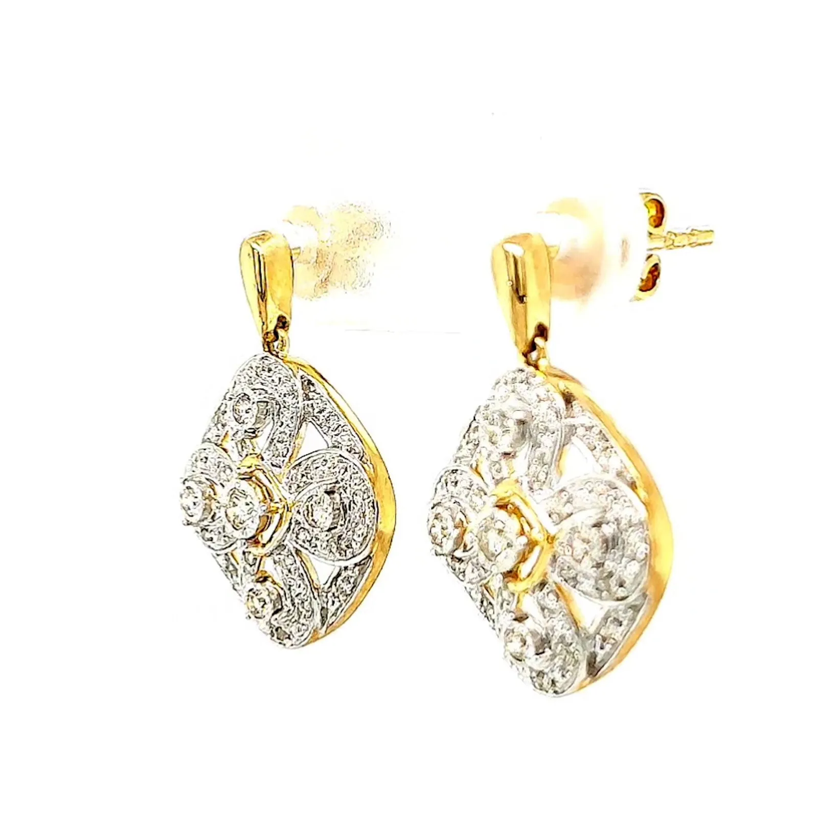 9ct Yellow Gold Round Brilliant Cut 0.30 CARAT tw of Diamonds Drop Earrings