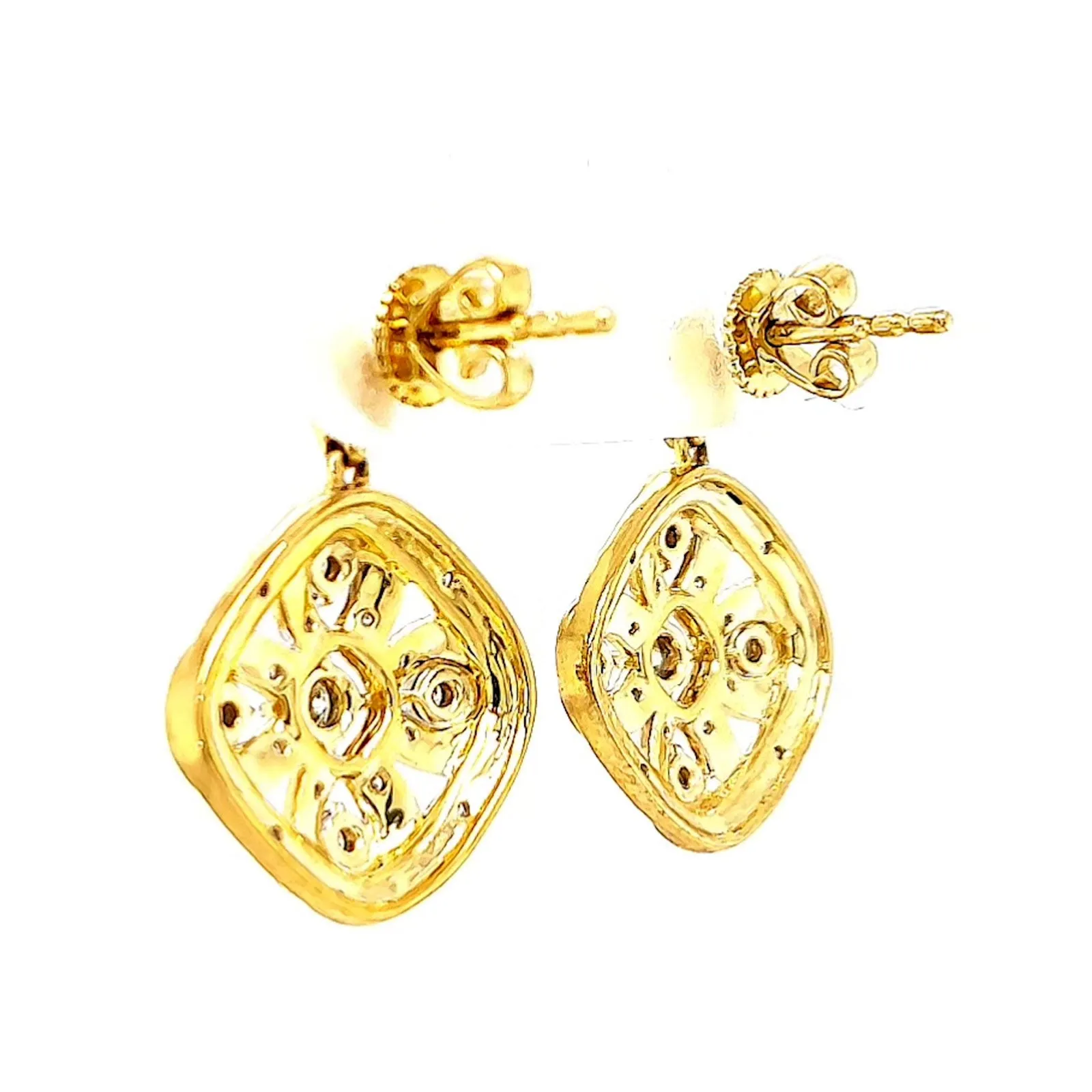 9ct Yellow Gold Round Brilliant Cut 0.30 CARAT tw of Diamonds Drop Earrings