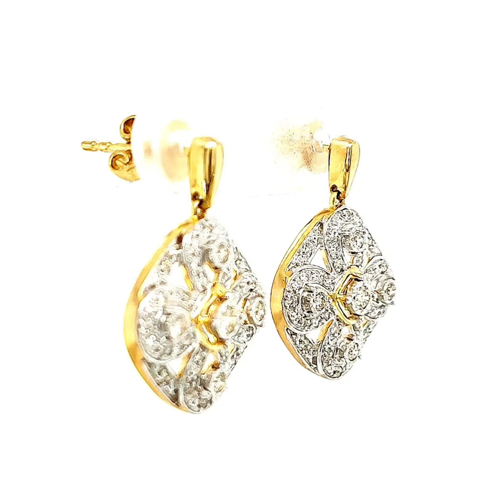 9ct Yellow Gold Round Brilliant Cut 0.30 CARAT tw of Diamonds Drop Earrings