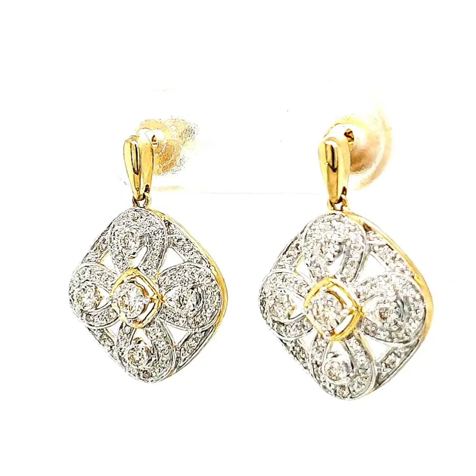 9ct Yellow Gold Round Brilliant Cut 0.30 CARAT tw of Diamonds Drop Earrings