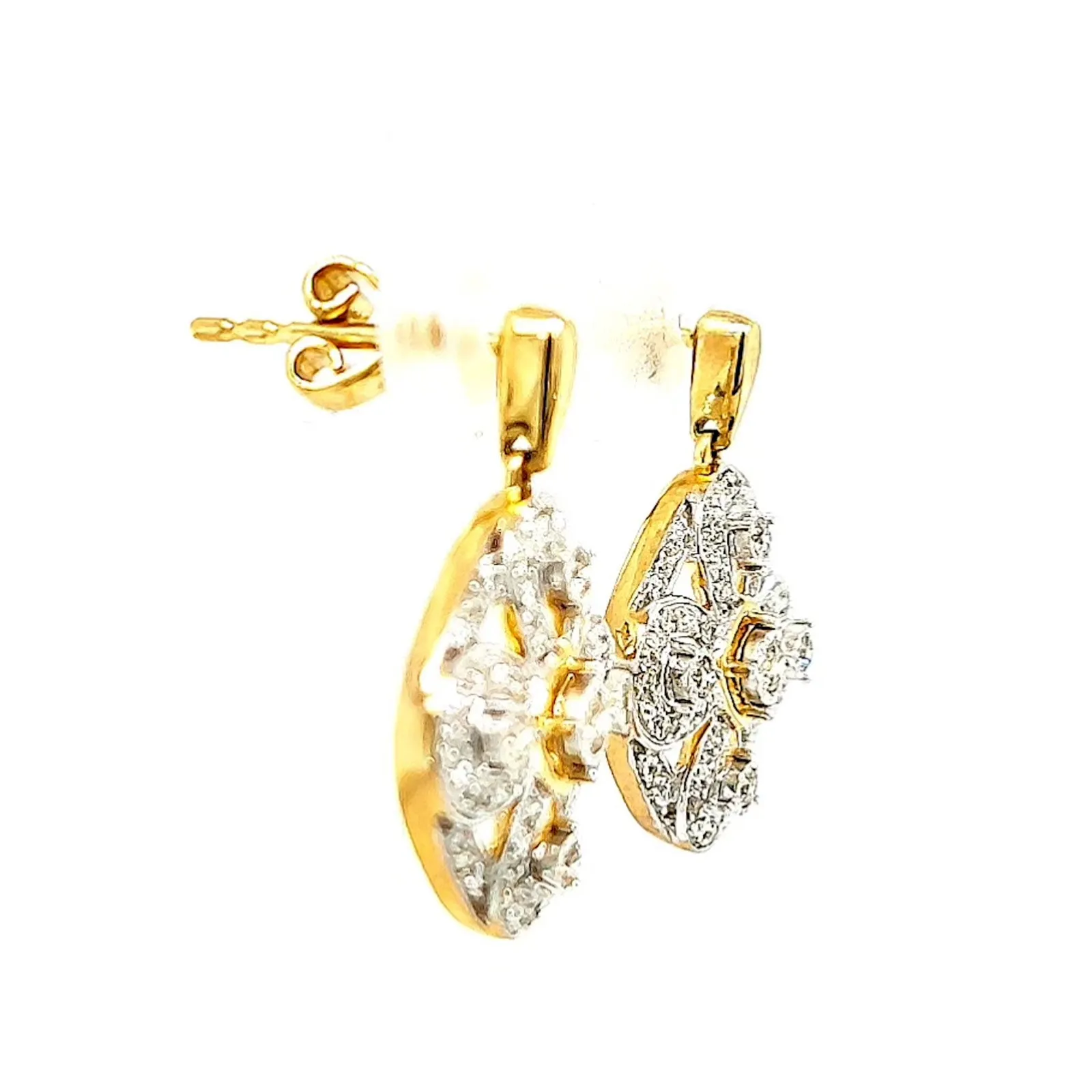 9ct Yellow Gold Round Brilliant Cut 0.30 CARAT tw of Diamonds Drop Earrings