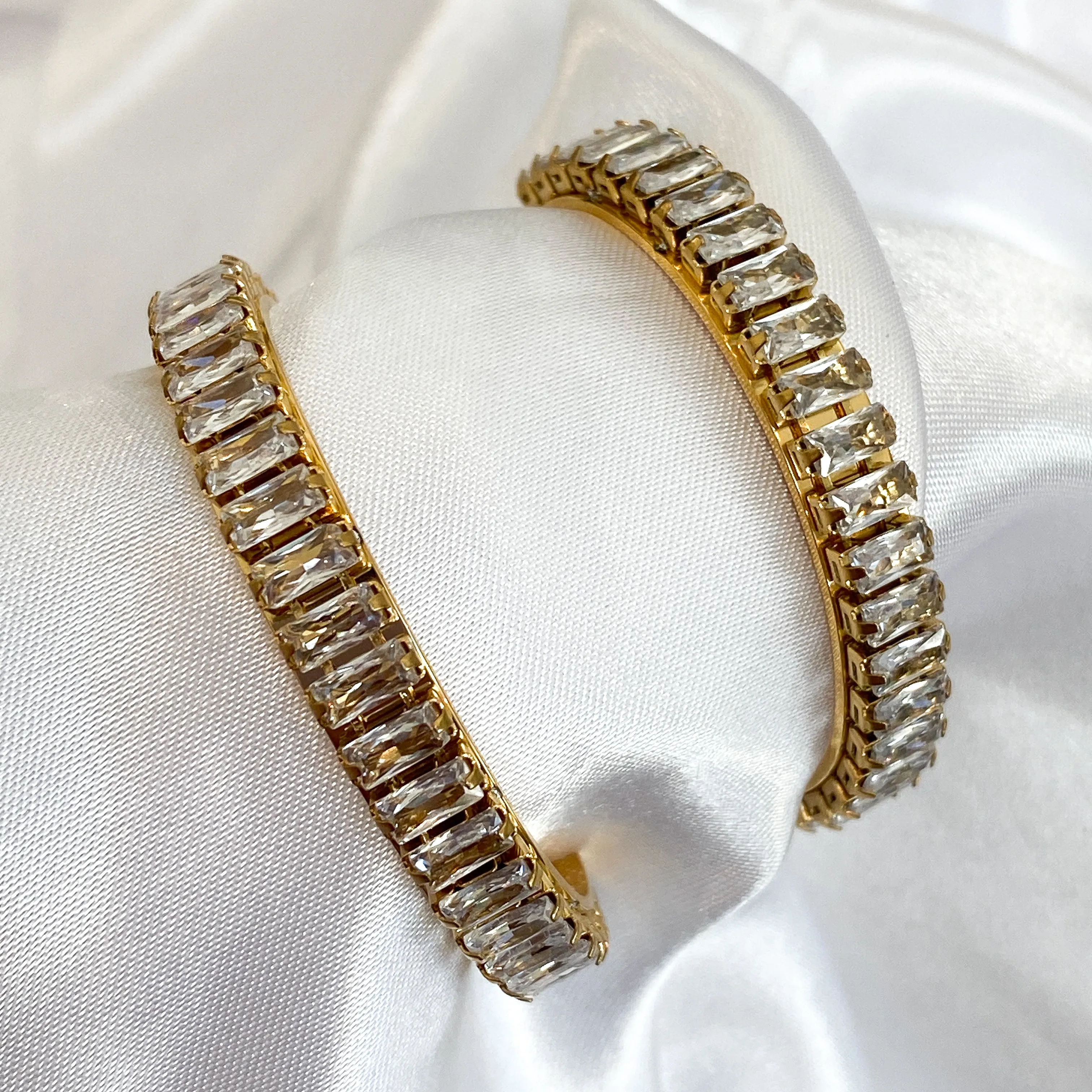 ADA Zirconia Crystal Gold Hoop Earrings