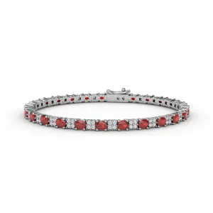 Alternating Ruby and Diamond Bracelet