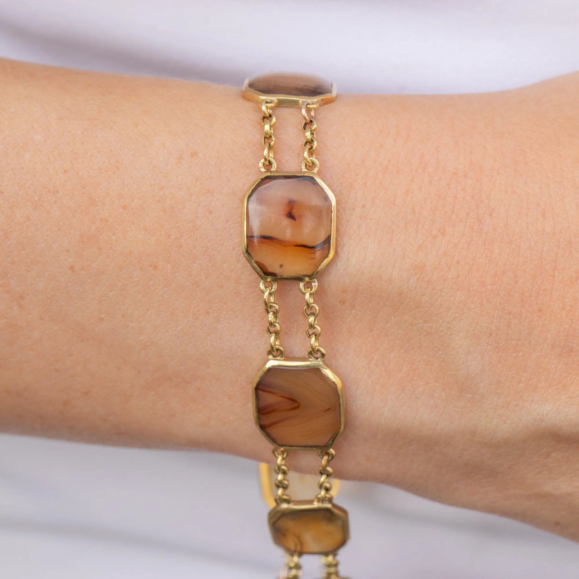 Antique 15ct Gold Dendritic Agate Bracelet