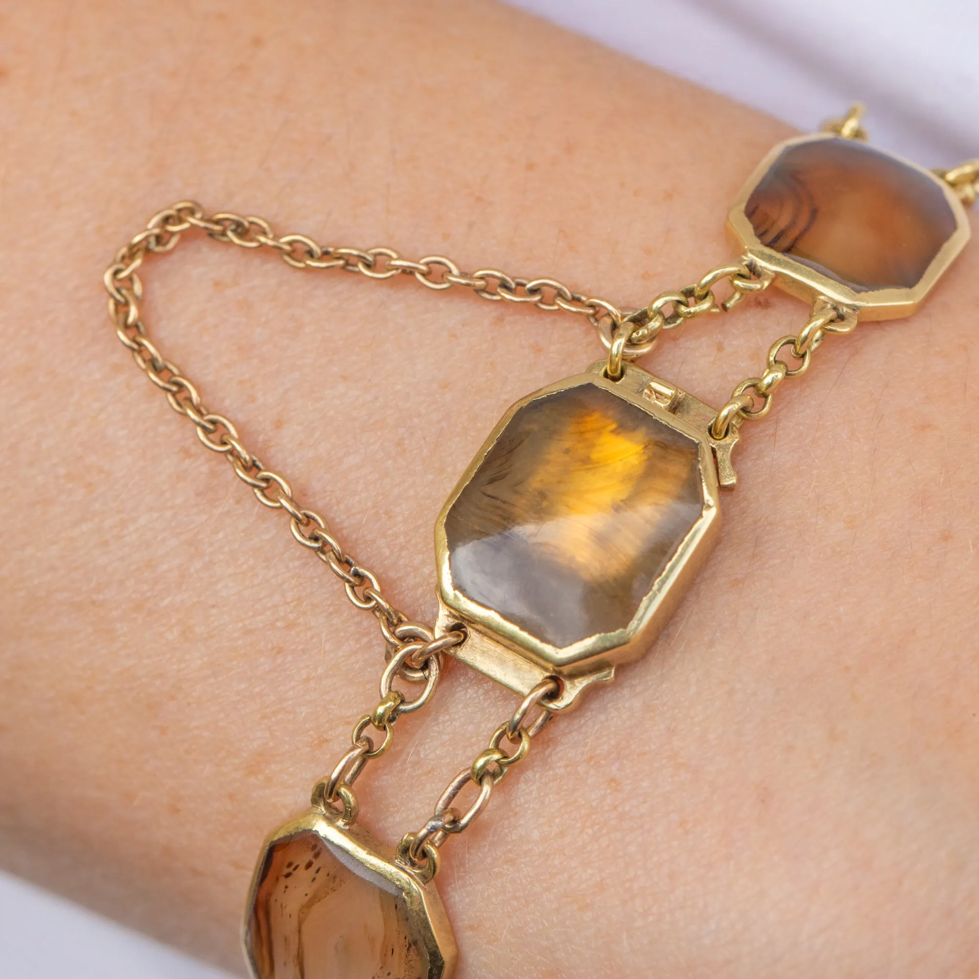 Antique 15ct Gold Dendritic Agate Bracelet