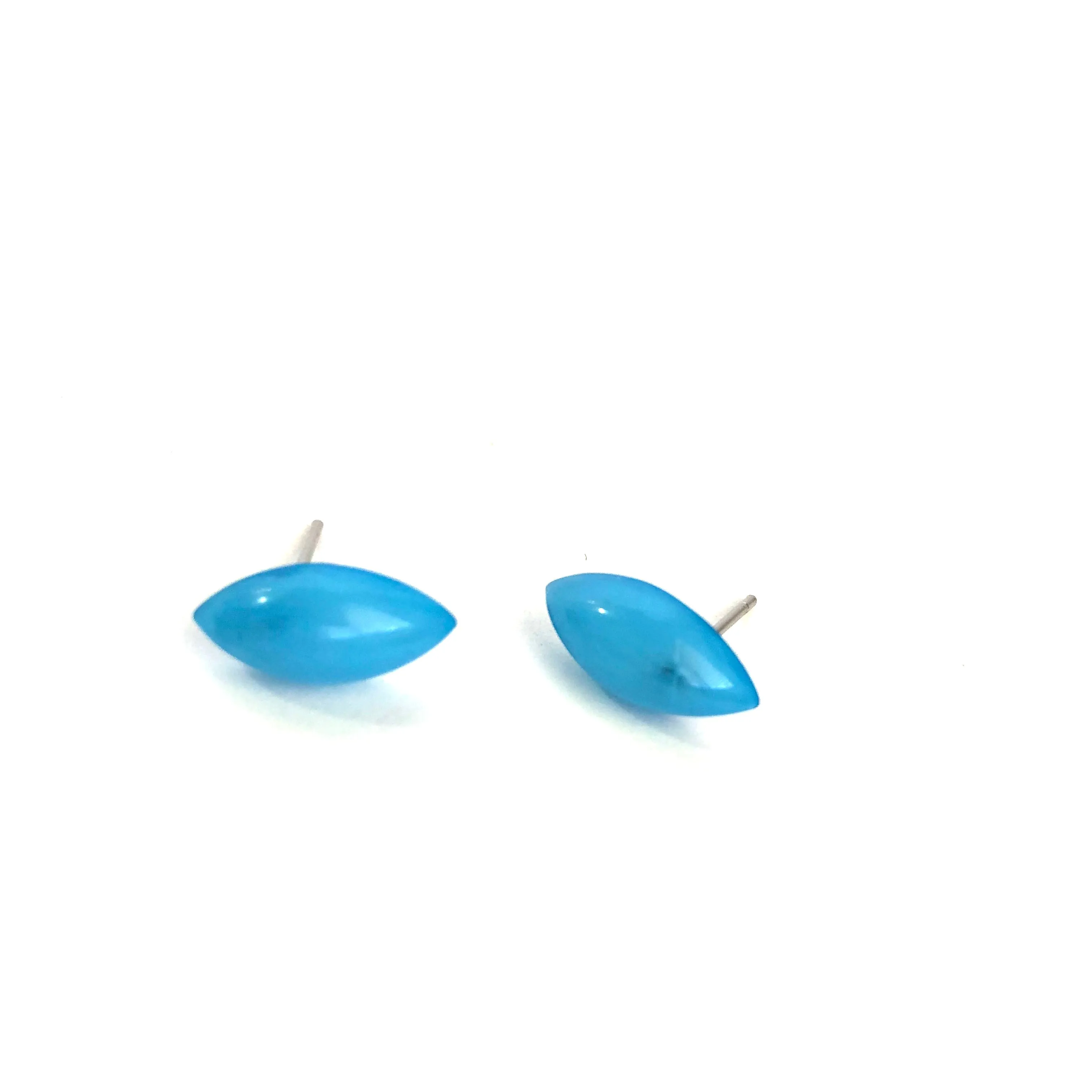 Aqua Marbled Marquis Stud Earrings