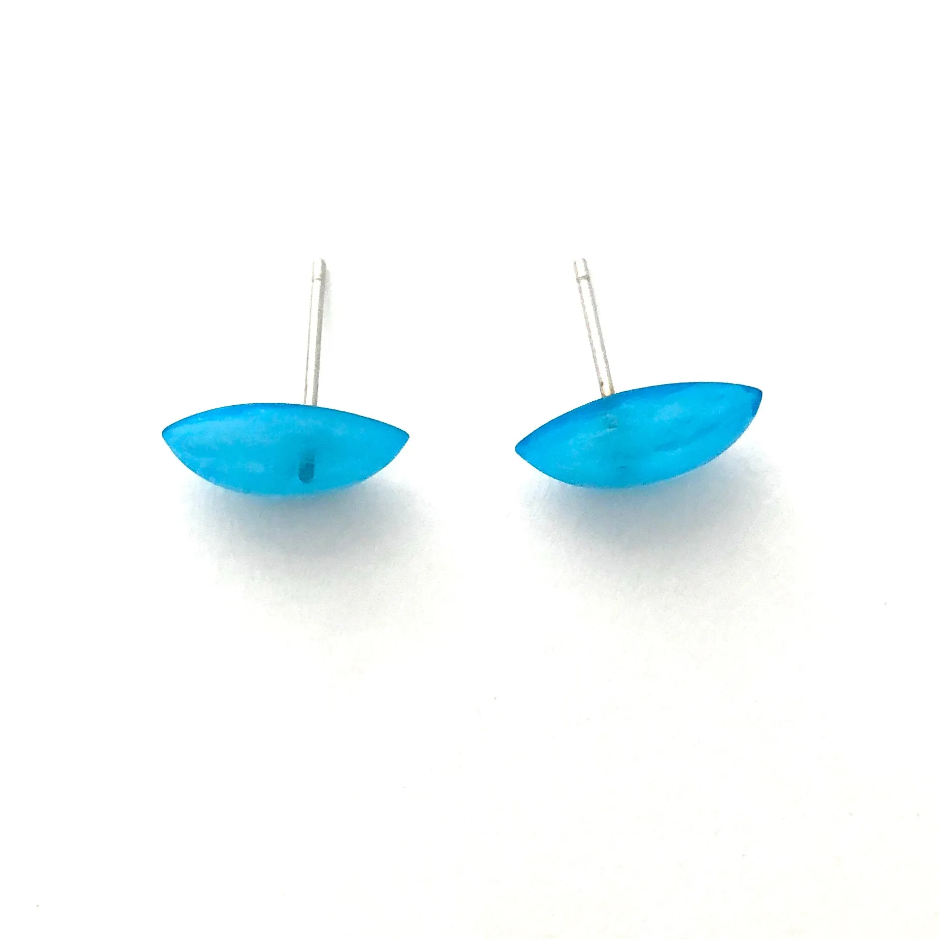 Aqua Marbled Marquis Stud Earrings