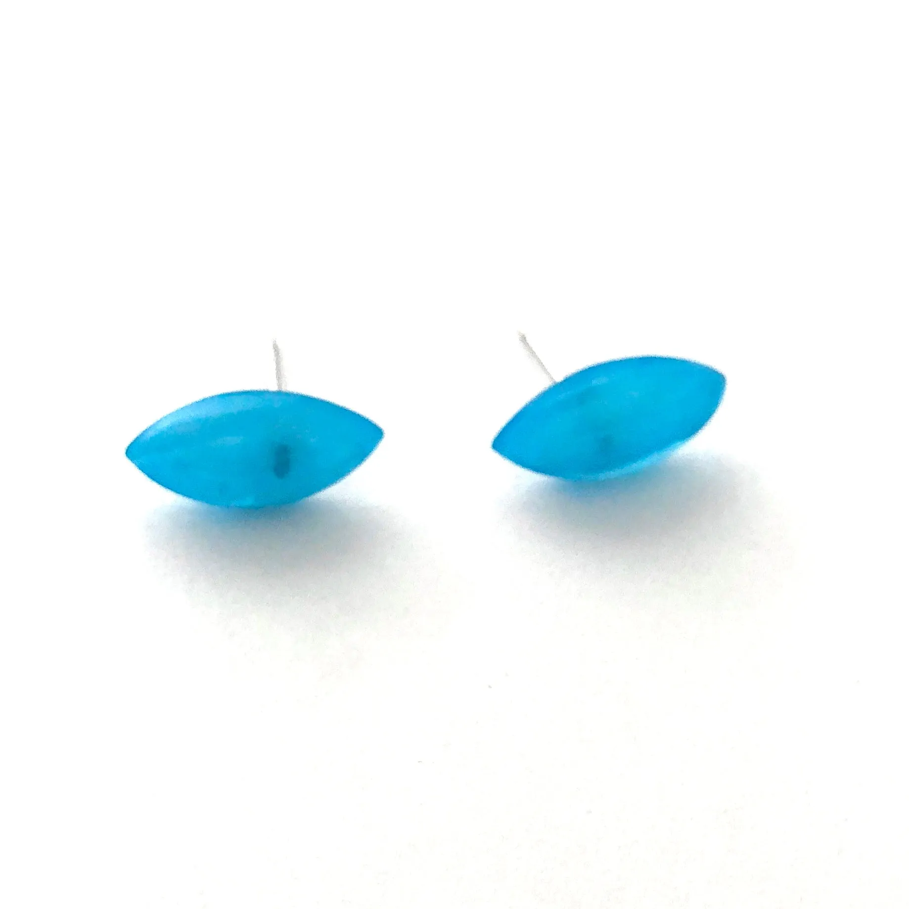 Aqua Marbled Marquis Stud Earrings