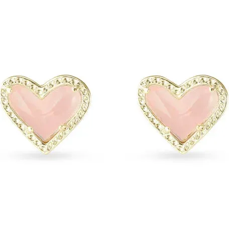 Ari Stud Earrings in Gold Rose Quartz