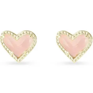 Ari Stud Earrings in Gold Rose Quartz