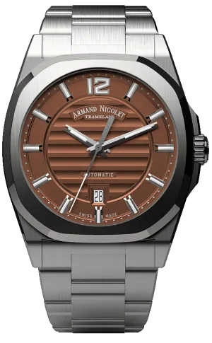 Armand Nicolet Men's Watch J09 Date 41mm Brown A660AAA-MR-MA4660AA