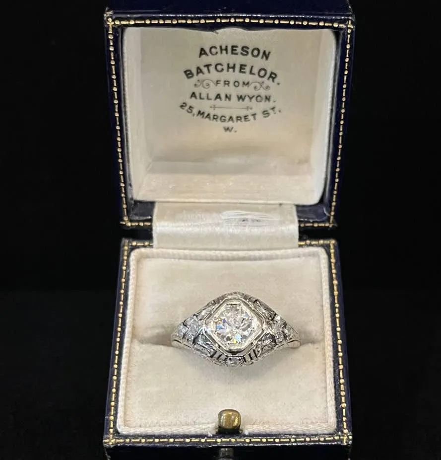 Art Deco Platinum Old European Cut Diamond Ring