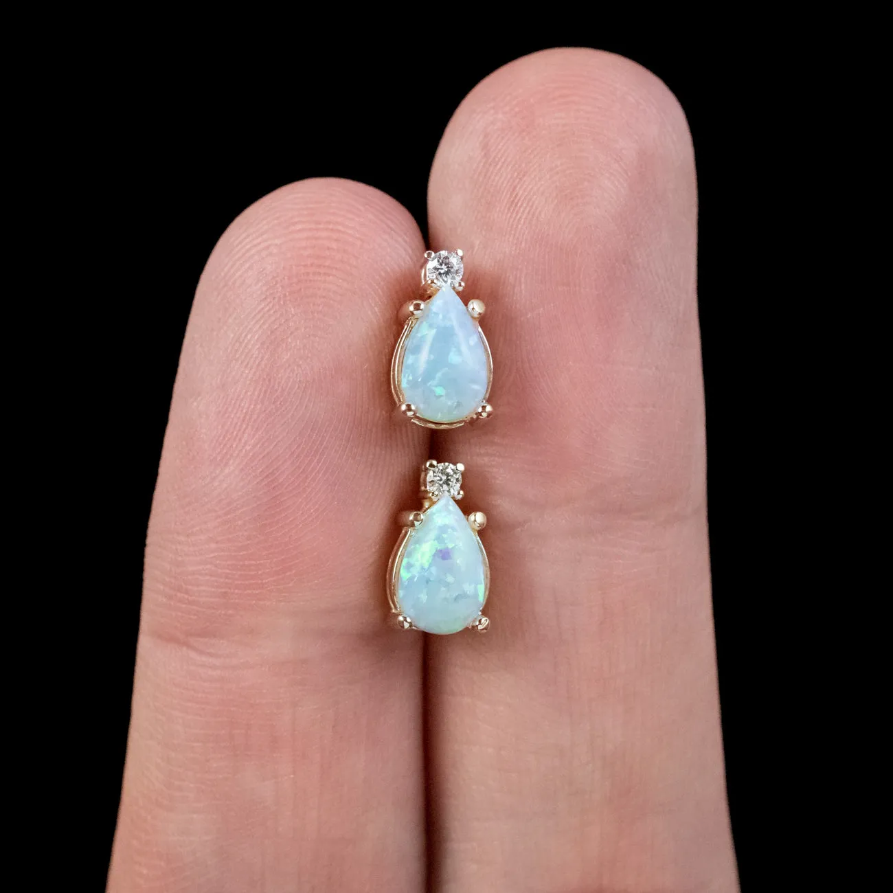 Art Deco Style Opal Diamond Stud Earrings 0.85ct Opals