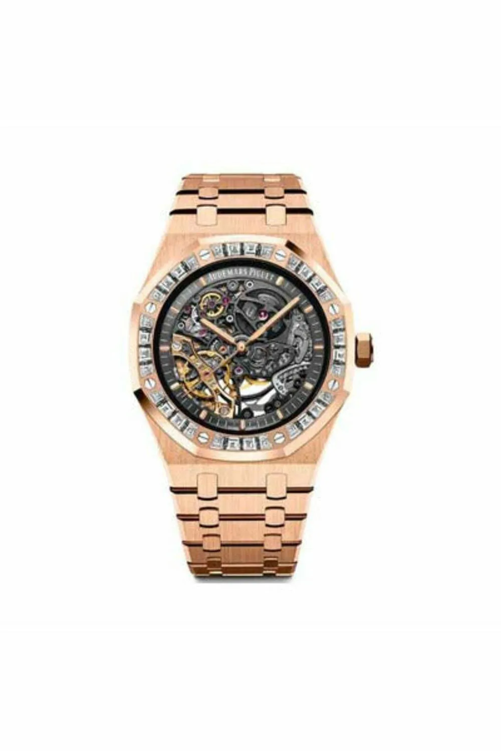 audemars piguet royal oak 18kt rose gold 41mm diamond bezel men's watch