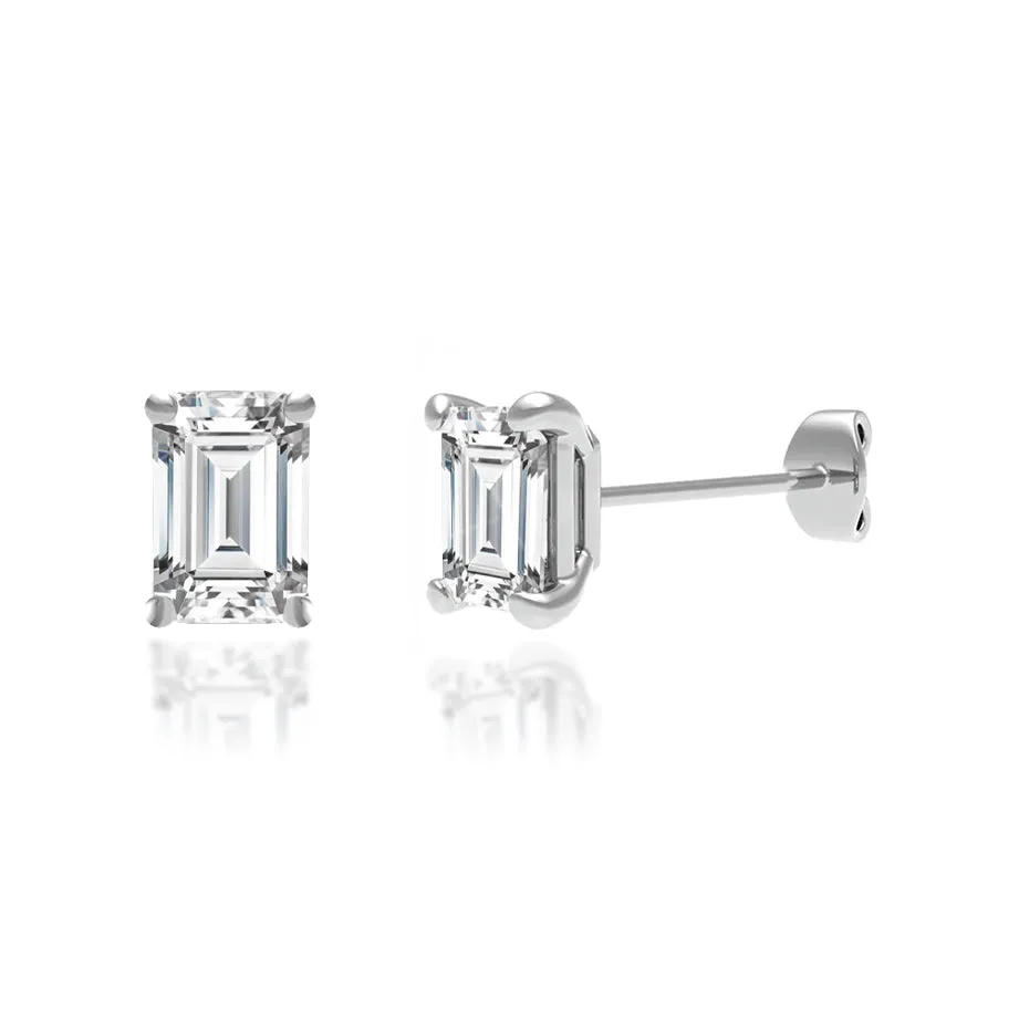 AVIANA - Emerald Lab Diamond 950 Platinum Emerald Stud Earrings