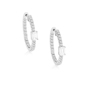 Baguette and Round Diamond Hoop Earrings