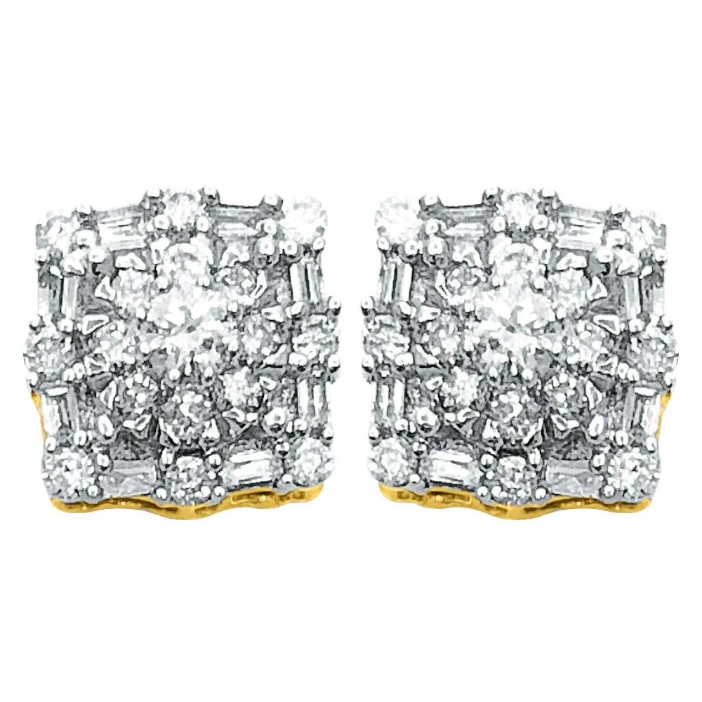 Baguette Snow Diamond Earrings .52cttw 10K Yellow Gold