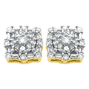 Baguette Snow Diamond Earrings .52cttw 10K Yellow Gold