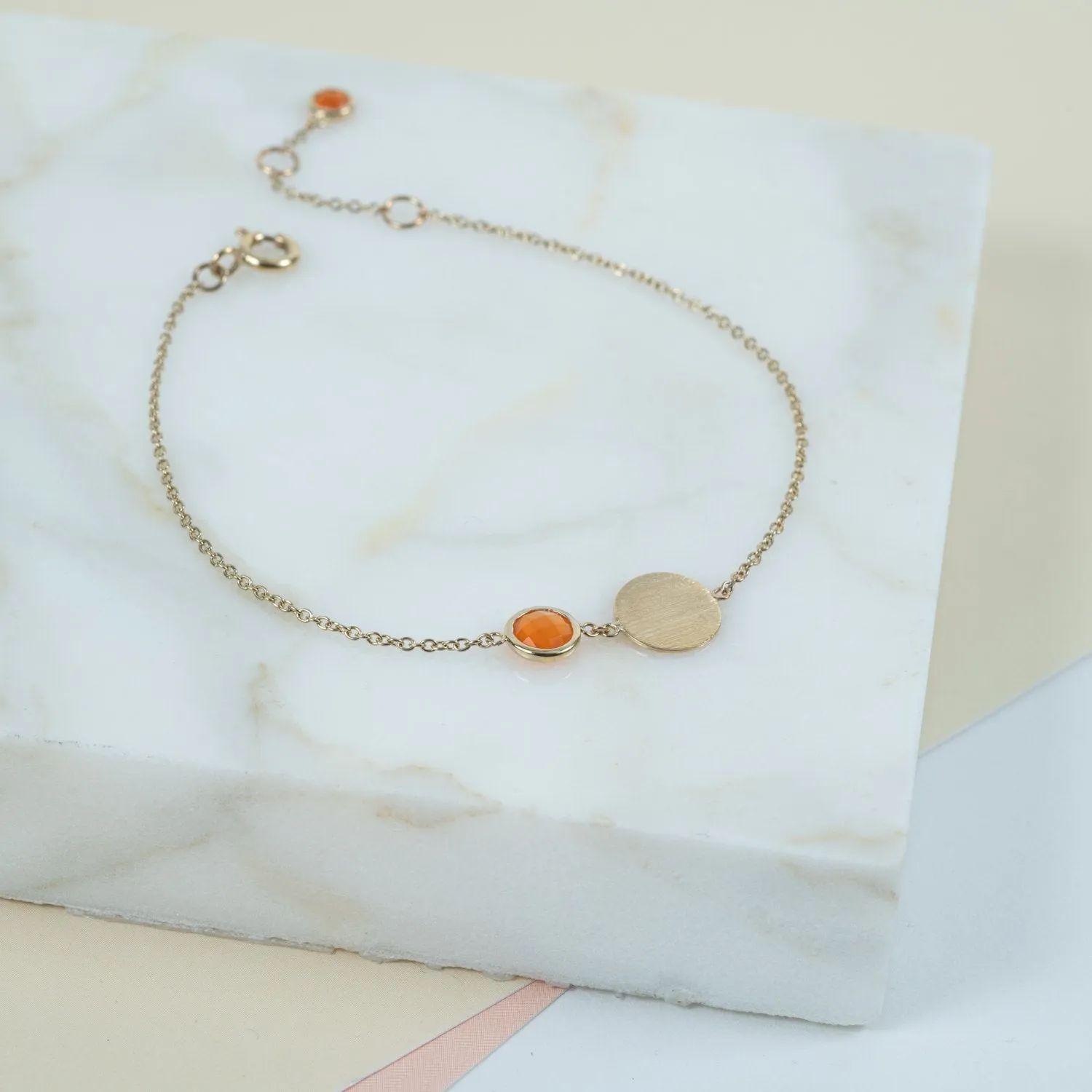 Bali 9ct Gold Carnelian July Birthstone Bracelet