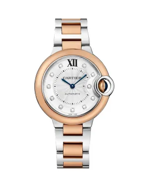 BALLON BLEU DE CARTIER, 33 MM, ROSE GOLD, STEEL, DIAMONDS