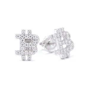 Bitcoin Moissanite Earrings 14K Gold