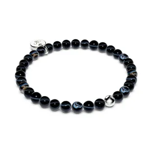 Black Line Agate | .925 Sterling Silver | Healing Gemstone Bead Bracelet