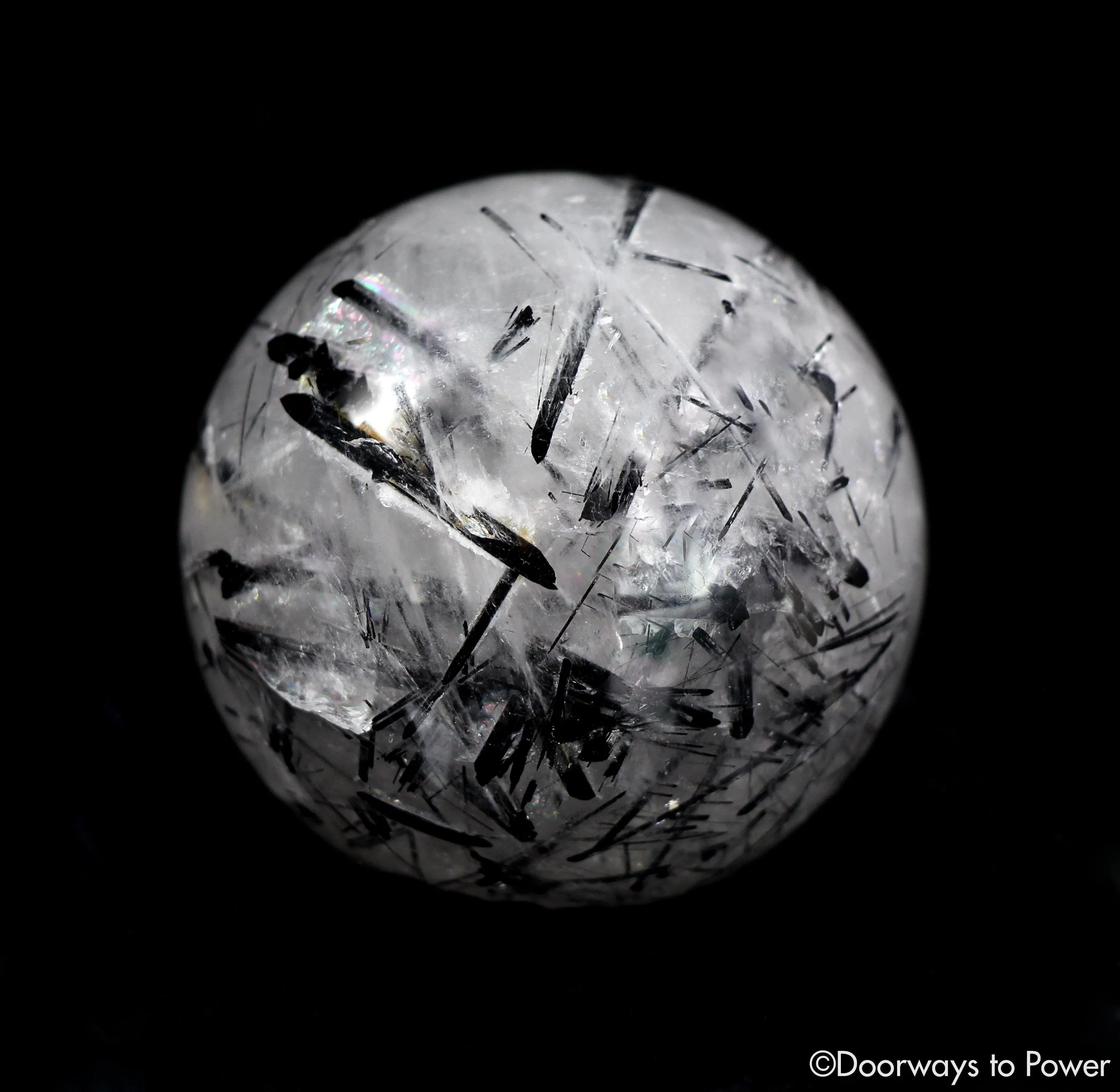 Black Tourmalinated Quartz Crystal Sphere