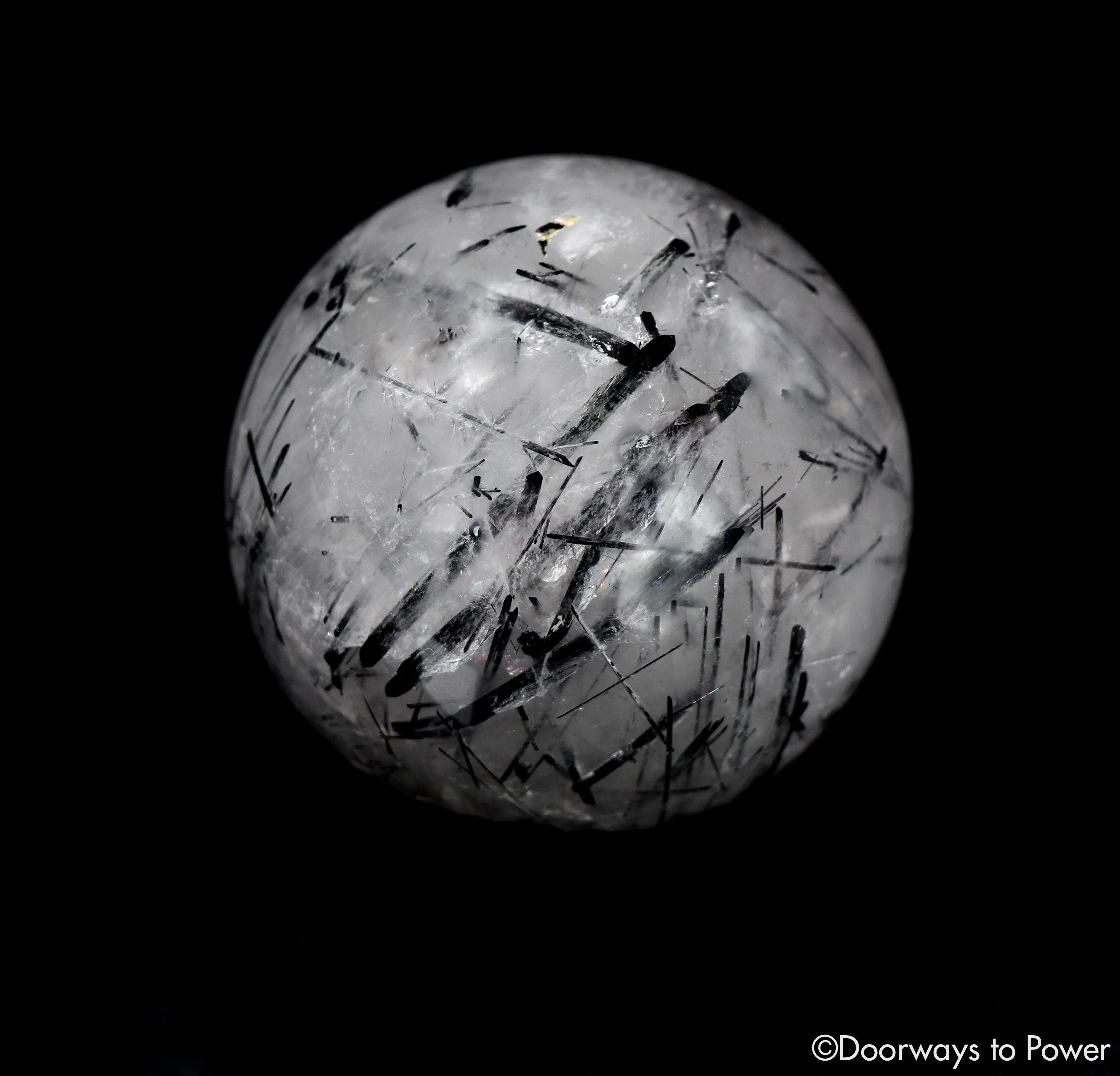 Black Tourmalinated Quartz Crystal Sphere