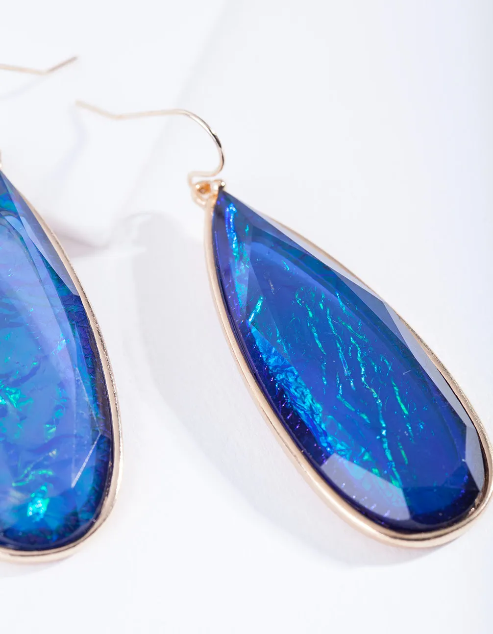 Blue Faux Opal Drop Earrings