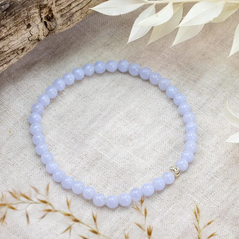 Blue Lace Agate Gemstone Bracelet 4mm