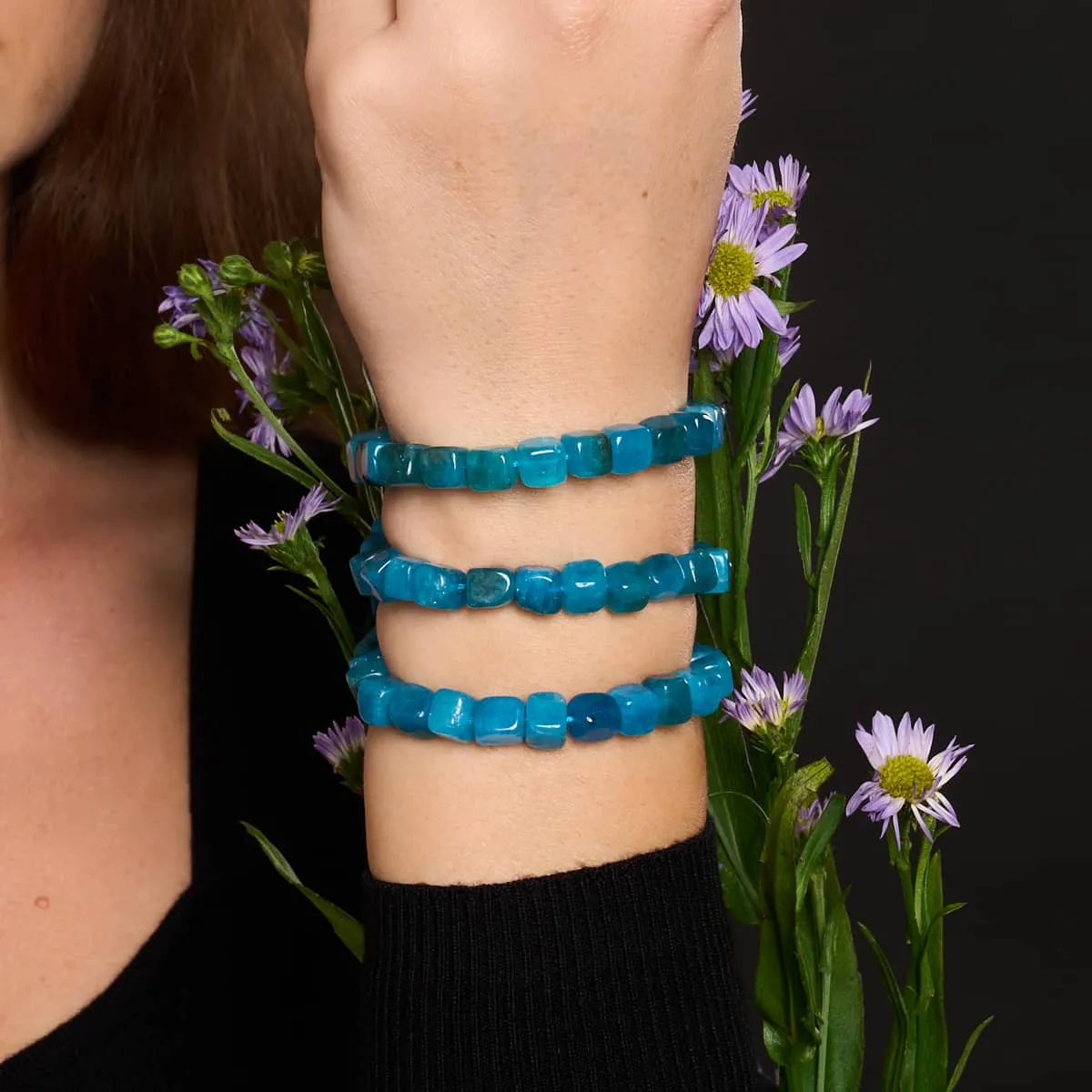 Blue Quartz | Silver | Gemstone Pebble Macrame Bracelet