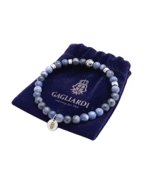 Blue Stainless Steel & Gemstone Bead Bracelet