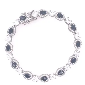 Blue Teardrop Cubic Zirconia Sterling Silver Bracelet