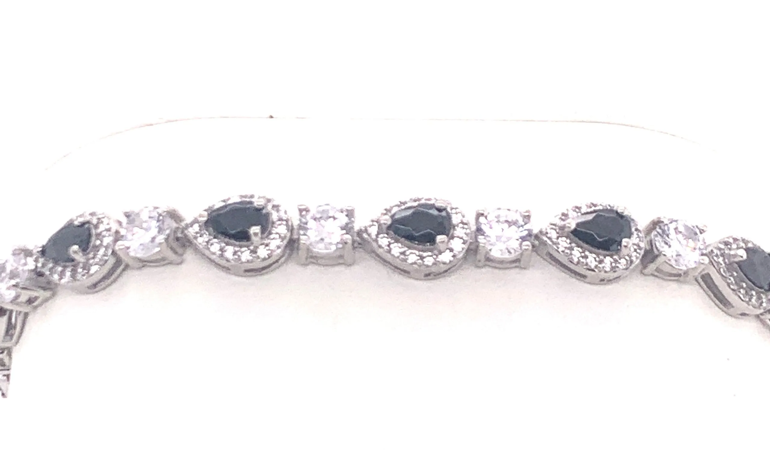 Blue Teardrop Cubic Zirconia Sterling Silver Bracelet