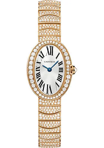 Cartier Mini Baignoire Watch - 25.30 mm x 20.79 mm Rose Gold Case - 18K Rose Gold Set Diamond Bracelet - HPI00499