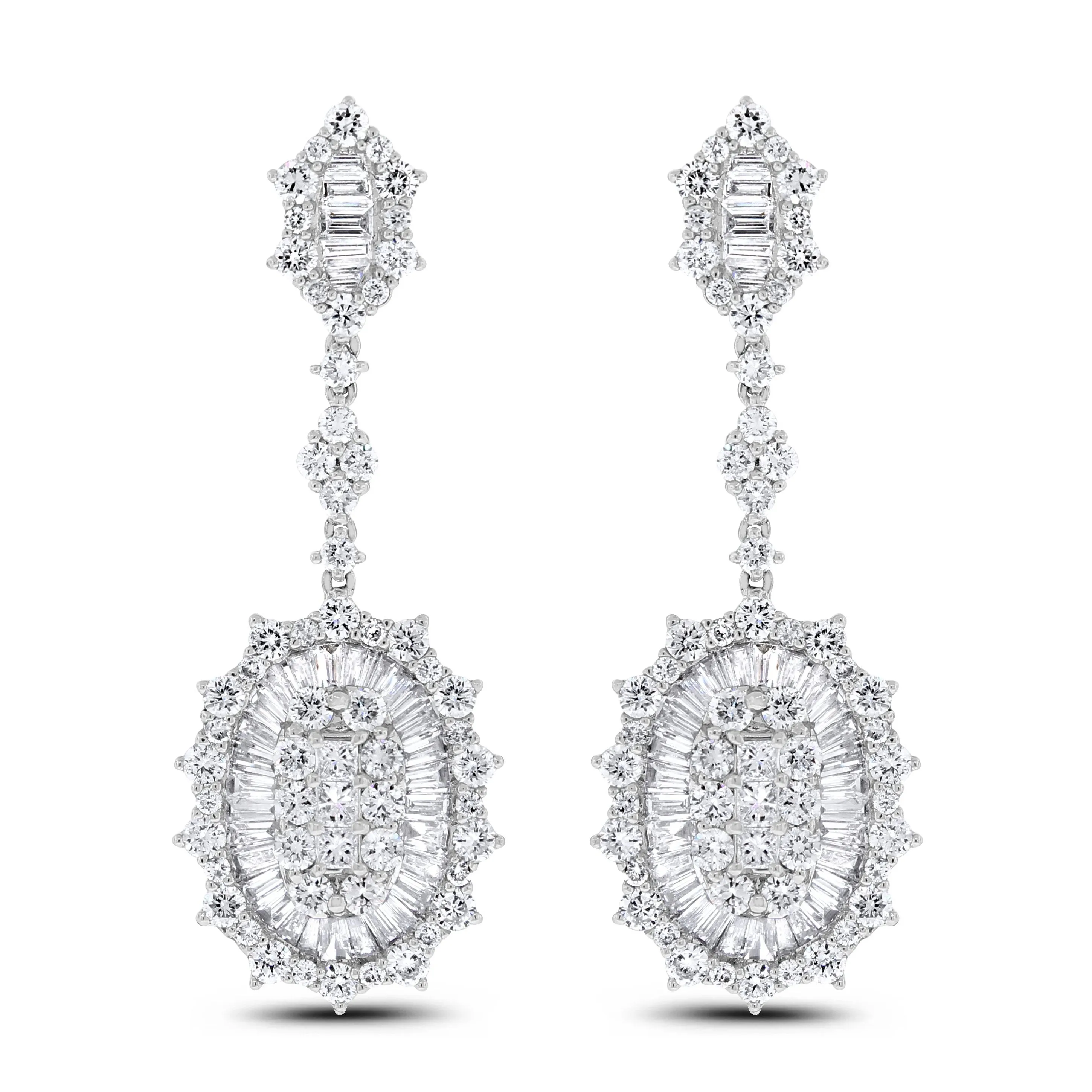 Charm Diamond Earrings (6.05 ct Diamonds) in White Gold