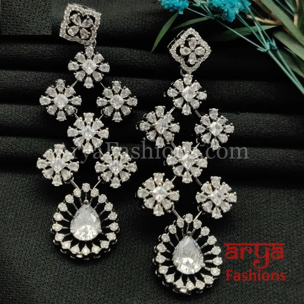 Contemporary CZ Cocktail Chandbali Earrings