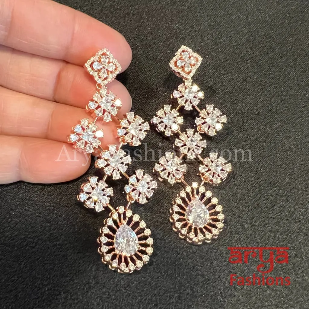 Contemporary CZ Cocktail Chandbali Earrings