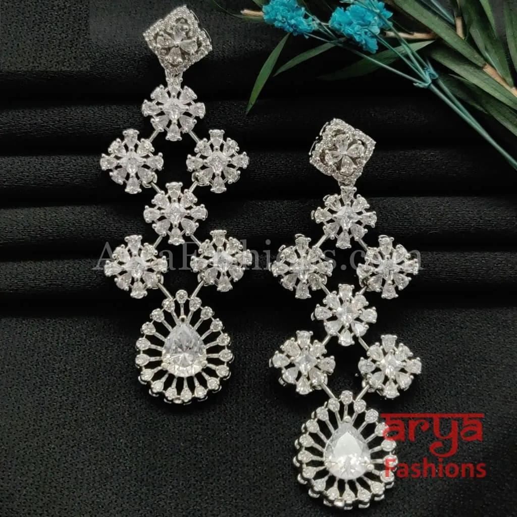 Contemporary CZ Cocktail Chandbali Earrings