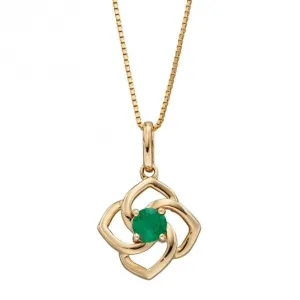 Cut Out Flower Emerald Yellow Gold Pendant GP2279G