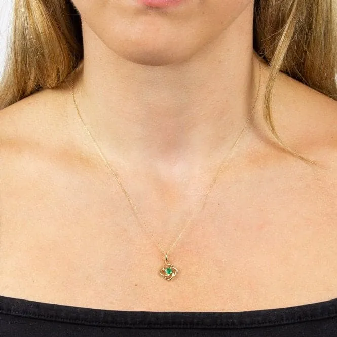 Cut Out Flower Emerald Yellow Gold Pendant GP2279G